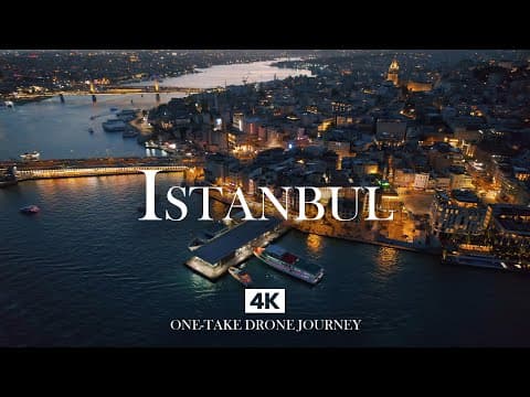 ISTANBUL in 4K – A Relaxing Piano, Oud & Kanun Nightflight Over the Golden Horn Lights