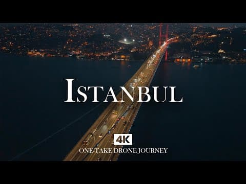 ISTANBUL in 4K – Bosphorus Bridge Night Traffic with Relaxing Piano, Ney and Kanun | Drone Flight