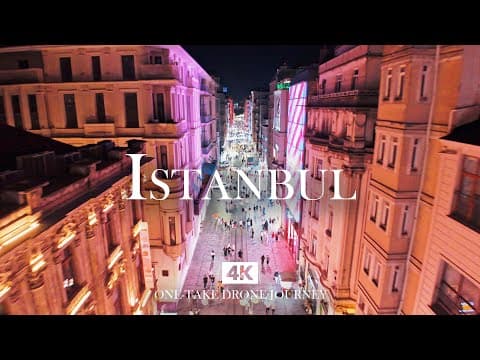 ISTANBUL in 4K – Night Walk on Taksim Istiklal Avenue Lights | Relaxing Piano, Kanun Drone Journey
