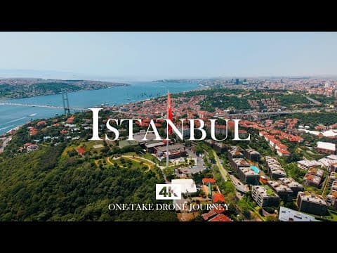 ISTANBUL in 4K – Bosphorus Bridge & Turkish Flag View | Relaxing Piano, Kanun & Ud Drone Music