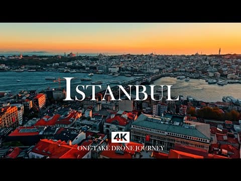 ISTANBUL in 4K – Golden Sunset Over Galata Bridge with Relaxing Piano & Kanun