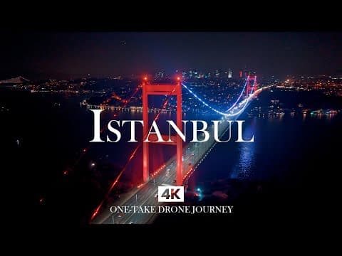 ISTANBUL in 4K – Bosphorus Bridge Lights at Night with Relaxing Piano, Kanun and Ud Music