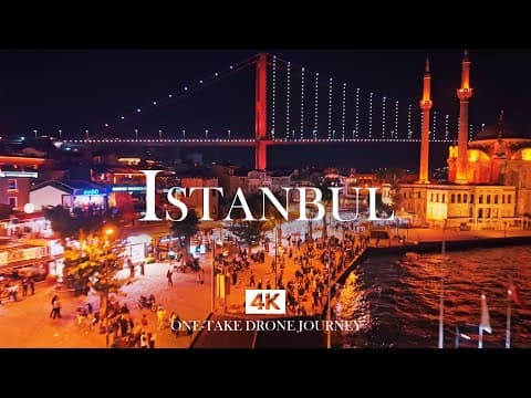 ISTANBUL in 4K – Bosphorus Night Lights at Ortaköy Mosque | Relaxing Piano, Kanun & Ud Drone