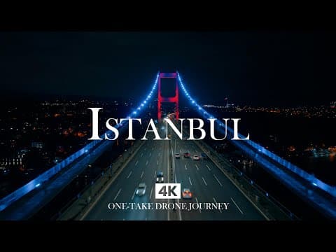 ISTANBUL in 4K – Bosphorus Bridge Night Drive with Relaxing Piano, Kanun and Ney Drone Music