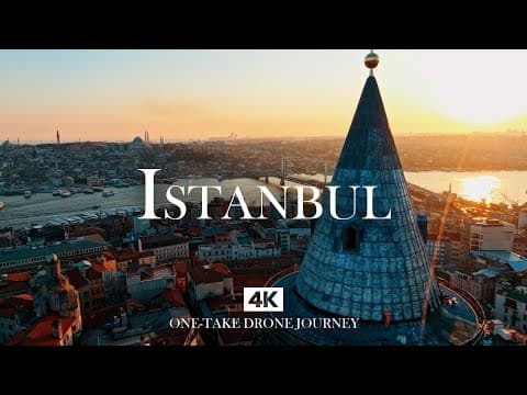 ISTANBUL in 4K – Relaxing Piano & Oud Drone Journey Above the Galata Skyline