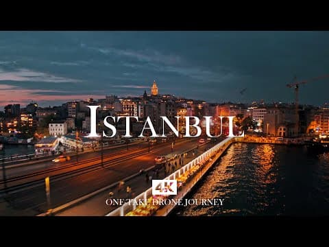 ISTANBUL in 4K – Galata Bridge & Tower Night Lights | Relaxing Piano, Kanun & Ud Drone Music