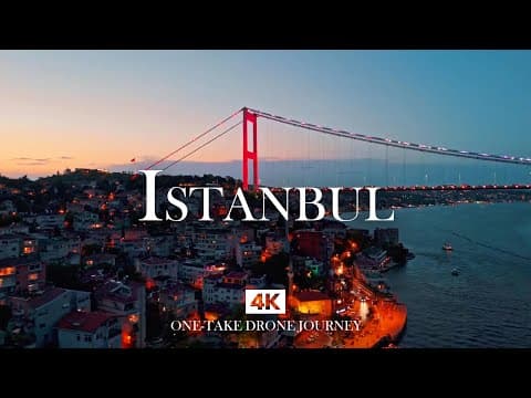 Istanbul 4K – Sunset Bosphorus Drone View with Relaxing Music & Scenic City Lights