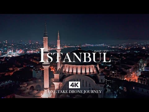 ISTANBUL in 4K – Night Lights Over the Bosphorus with Relaxing Piano, Ney and Kanun | Drone Journey